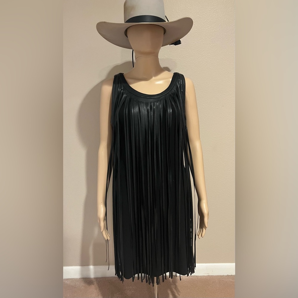 Faux Leather Fringe Dress